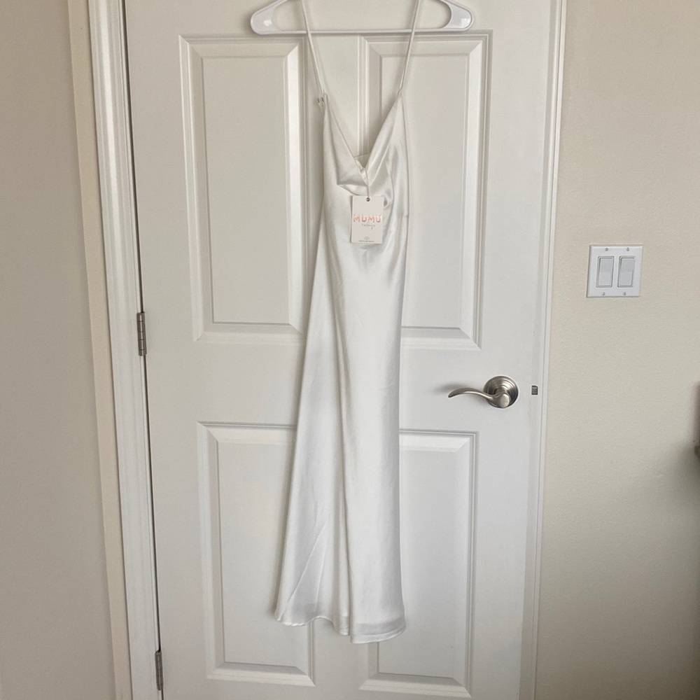 Show Me Your Mimi -Verona Cowl Dress - White Satin